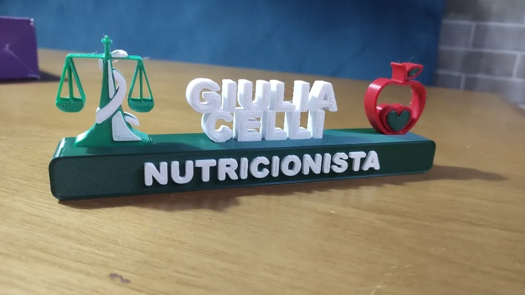 Placa de profissão : Nutricionista.